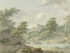Draughtsman Prints: Landscape with a seated draftsman and a castle on the water