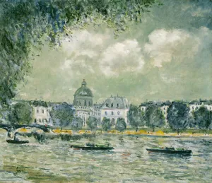 Arthur Sisley Prints: Landscape along the Seine with the Institut de France and the Pont des Arts, c. 1875