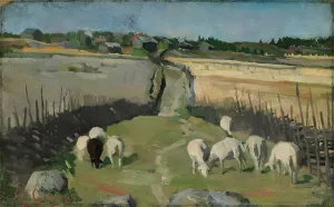 Akseli Gallen Kallela Prints: Landscape with Sheep, 1884. Creator: Akseli Gallen-Kallela