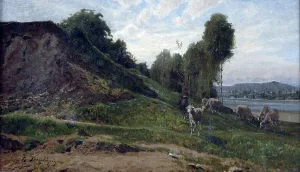 Bluff Prints: Landscape with sheep, c1855. Creator: Charles Francois Daubigny