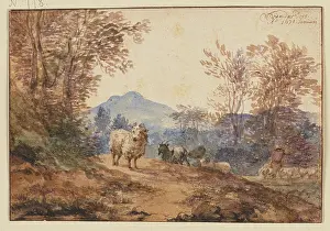Farm Animal Prints: Landscape with sheep and goats, 1671. Creator: Jacob van der Does the Elder