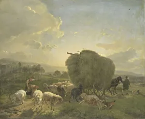 Arcadian Prints: Landscape with Sheep and a Hay Wagon, 1822-1824. Creator: Balthasar Paul Ommeganck