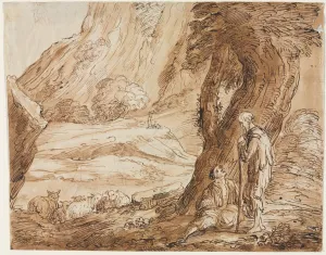 Thomas Barker Prints: Landscape with Sheep and Two Shepherds