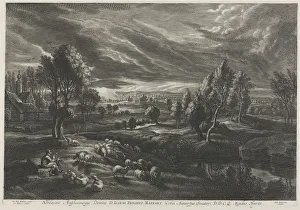 Landscape with Shepherd Playing a Flute. Creator: Schelte Adams Bolswert (Flemish