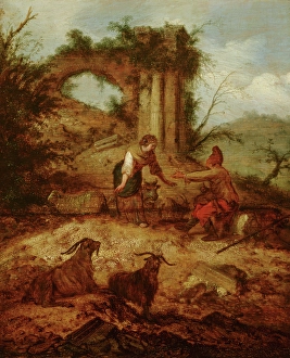 Goatherd Prints: Landscape with Shepherd and Shepherdess, c1620-1680. Creator: Jacobus Mancadan