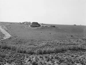 Landscape showing home of FSA borrower... Nyssa Heights, Malheur County, Oregon, 1939. Creator: Dorothea Lange