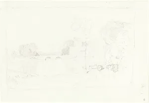 Cotman John Sell Prints: Landscape Sketch with Bridge and Castle. Creator: John Sell Cotman