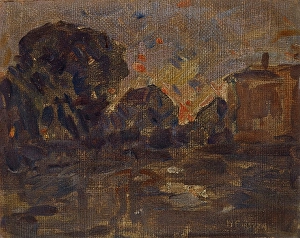 Textured Prints: Landscape Sketch: At Twilight, 1875-1935. Creator: William Forsyth