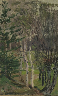 Nikolai Astrup Prints: Landscape in Spring, probably 1908. Creator: Nikolai Johannes Astrup