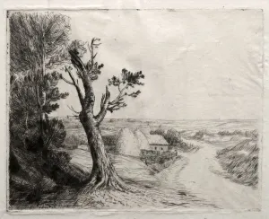 Landscape with Strawstacks. Creator: Alphonse Legros (French, 1837-1911)