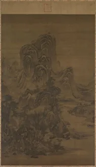 Ink And Slight Colour On Silk Prints: Landscape in the Style of Juran