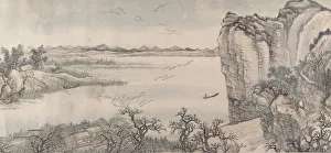 Wang Prints: Landscape in the Style of Juran and Yan Wengui, Dated 1713. Creator: Wang Hui