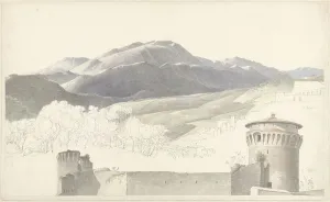 Joseph August Knip Prints: Landscape at Subiaco and building in Rome, 1787-1847. Creator: Josephus Augustus Knip