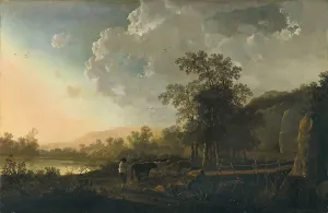 Arcadian Prints: Landscape with a Sunset, 1655. Creator: Aelbert Cuyp