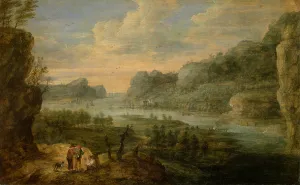 Uden Lucas Van Prints: Landscape with a Sunset, c1620-1670. Creator: Lucas van Uden