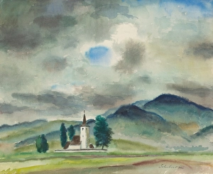 Julius Prints: Landscape from the surroundings of Varin, 1946. Creator: Julius Schubert
