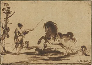 Guercino Prints: Landscape with the Taming of a Horse, 1620/1630. Creator: Guercino