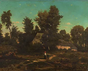 Harpignies Henri Joseph Prints: Landscape with thatched cottages. Creator: Henri-Joseph Harpignies