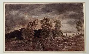 Stormy Prints: Landscape with thunderstorms, c1860-1867. Creator: Theodore Rousseau