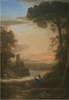 Archangel Raphael Gallery: Landscape with Tobias and the Angel, 1639-1640. Creator: Lorrain, Claude (1600-1682)