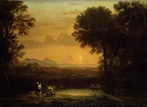 Twilight Prints: Landscape with Tobias and the Angel, (Evening), 1663. Creator: Claude Lorrain