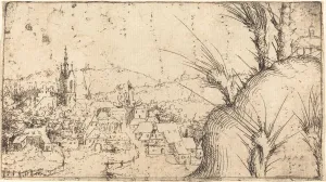 Hirschvogel Augustin Prints: Landscape with a Town at Left, 1549. Creator: Augustin Hirschvogel