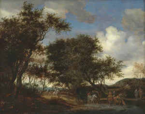 Salomon Ruysdael Prints: Landscape with Travellers Watering their Horses, 1659. Creator: Salomon Ruysdael