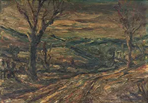 Textured Prints: Landscape with trees, 1942. Creator: Ludovit Varga
