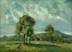 Palugyay Zolo Prints: Landscape with trees, Liptov, c1934. Creator: Zolo Palugyay