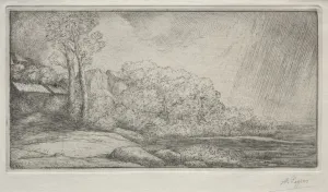 Landscape with Two Trees (Paysage aux deux Arbres). Creator: Alphonse Legros (French, 1837-1911)