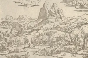 Fantuzzi Antonio Prints: Landscape from Venus Pushing Cupid'frame, 1540-45. Creator: Antonio Fantuzzi