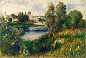 Renoir Pierre Auguste Prints: Landscape at Vetheuil, c. 1890. Creator: Pierre-Auguste Renoir