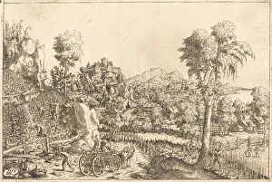 Fencing Prints: Landscape with a Vineyard, 1559. Creator: Hans Sebald Lautensack