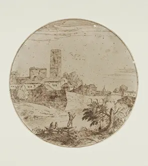 Landscape with a Walled City, between late 17th and early 18th century. Creator: Giovanni Francesco Grimaldi
