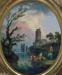 Joseph Vernet Prints: Landscape with washerwomen, 1789. Creator: Claude-Joseph Vernet