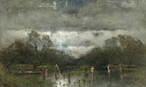 Landscape with Washerwomen and Fishers, 1878-1880. Creator: Ladislav Mednyanszky
