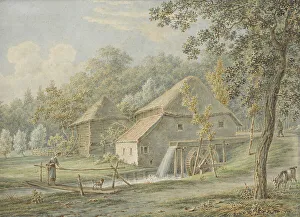 Water Mill Prints: Landscape with water mill, 1789-1859. Creator: Pieter de Goeje