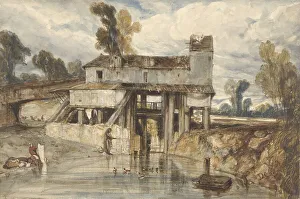 Landscape with water mill, 1813-1860. Creator: Alexandre Gabriel Descamps
