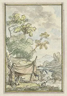 Landscape with waterfall, 1752-1819. Creators: Juriaan Andriessen, Isaac de Moucheron