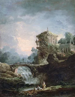 Staff Prints: Landscape with Waterfall, c1750-1808. Artist: Robert Hubert