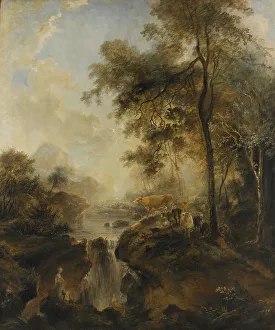 Martin Elias Prints: Landscape with a Waterfall and Cattle, 1768. Creator: Elias Martin