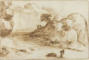 Guercino Prints: Landscape with a Waterfall. Creator: Guercino