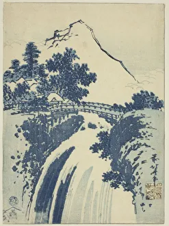Landscape with waterfall, from an untitled series of chuban prints, Japan, c. 1831