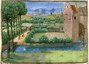Cotton Prints: Landscape with a watermill, 15th century. Creator: Unknown