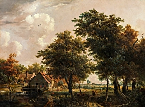 Water Mill Prints: Landscape with watermill, n.d. c1770-1810. Creator: Egbert van Drielst