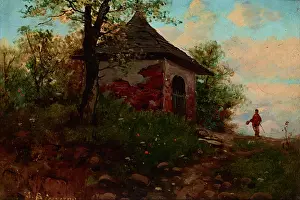 1880 Prints: Landscape with a Wayside Shrine, c1880. Creator: Seweryn Bieszczad