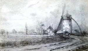 Landscape with Windmill, c1855-1892. Artist: Stanislas Lepine