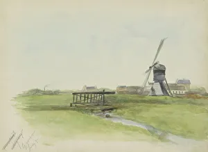 Chris Huidekooper Prints: Landscape with windmill near Groningen, 1895. Creator: Christiaan Huidekoper