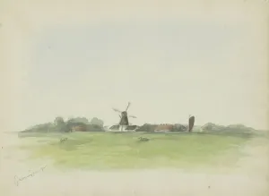 Landscape with windmill near Groningen, 1895. Creator: Christiaan Huidekoper