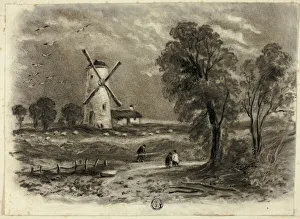 Landscape with Windmill, September 1850. Creator: Elizabeth Murray Landscape with Windmill, September 1850. Creator: Elizabeth Murray